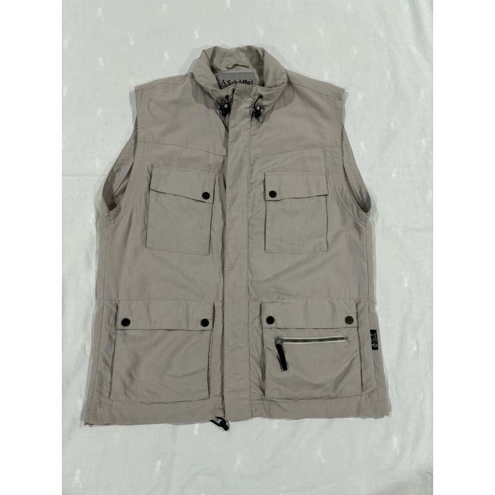 Schoffel Adventure Wear Mens Vest Beige Zip Pockets Utility Gorpcore Size‎ 50 XL
